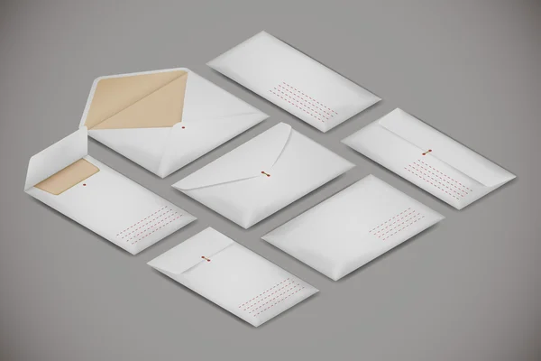 Isometric postal envelope set vector illustration — Stock Vector