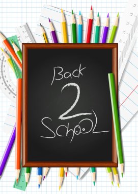 Kırtasiye malzemeleri. Geri okul ile arka plan için okul malzemeleri.