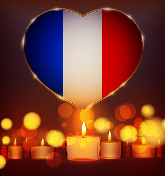 在前面的法国国旗蜡烛. — 图库矢量图片