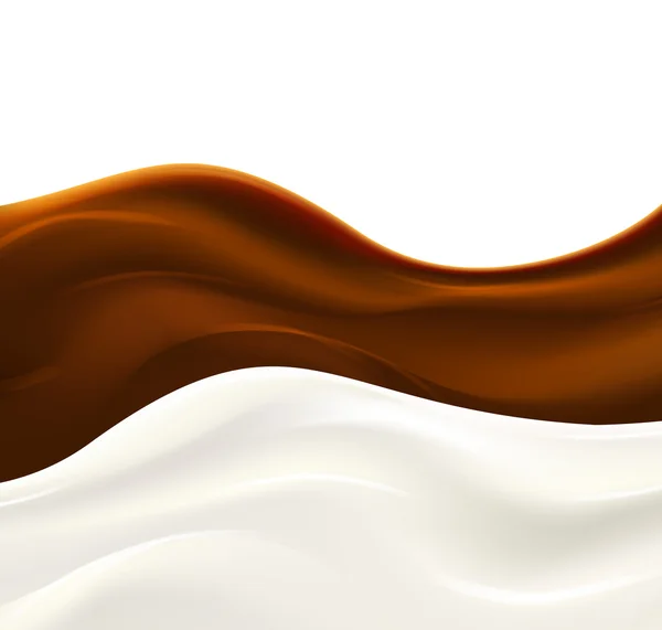 Milk wave with chocolate on white background. Fresh delicious yogurt splash — Stock Vector