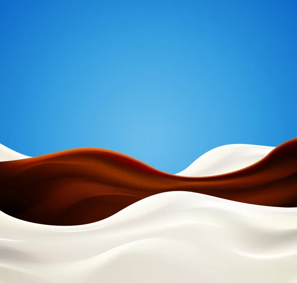 白地にチョコレートとミルクの波。新鮮なおいしいヨーグルト スプラッシュ — ストックベクタ