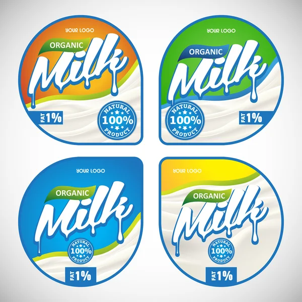 Set de etiquetas de leche — Vector de stock