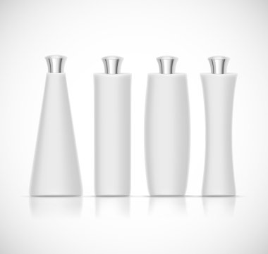 Gümüş kap ve boşluk ile lüks kozmetik ambalaj toplama kümesi