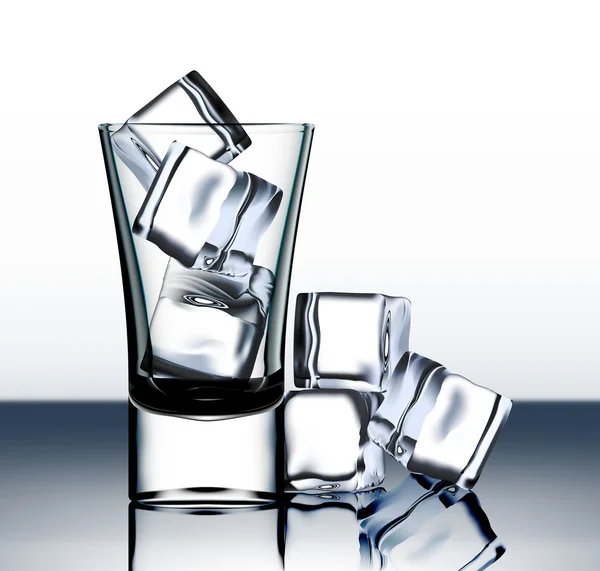 Vector shot glass with ice — Stock Vector
