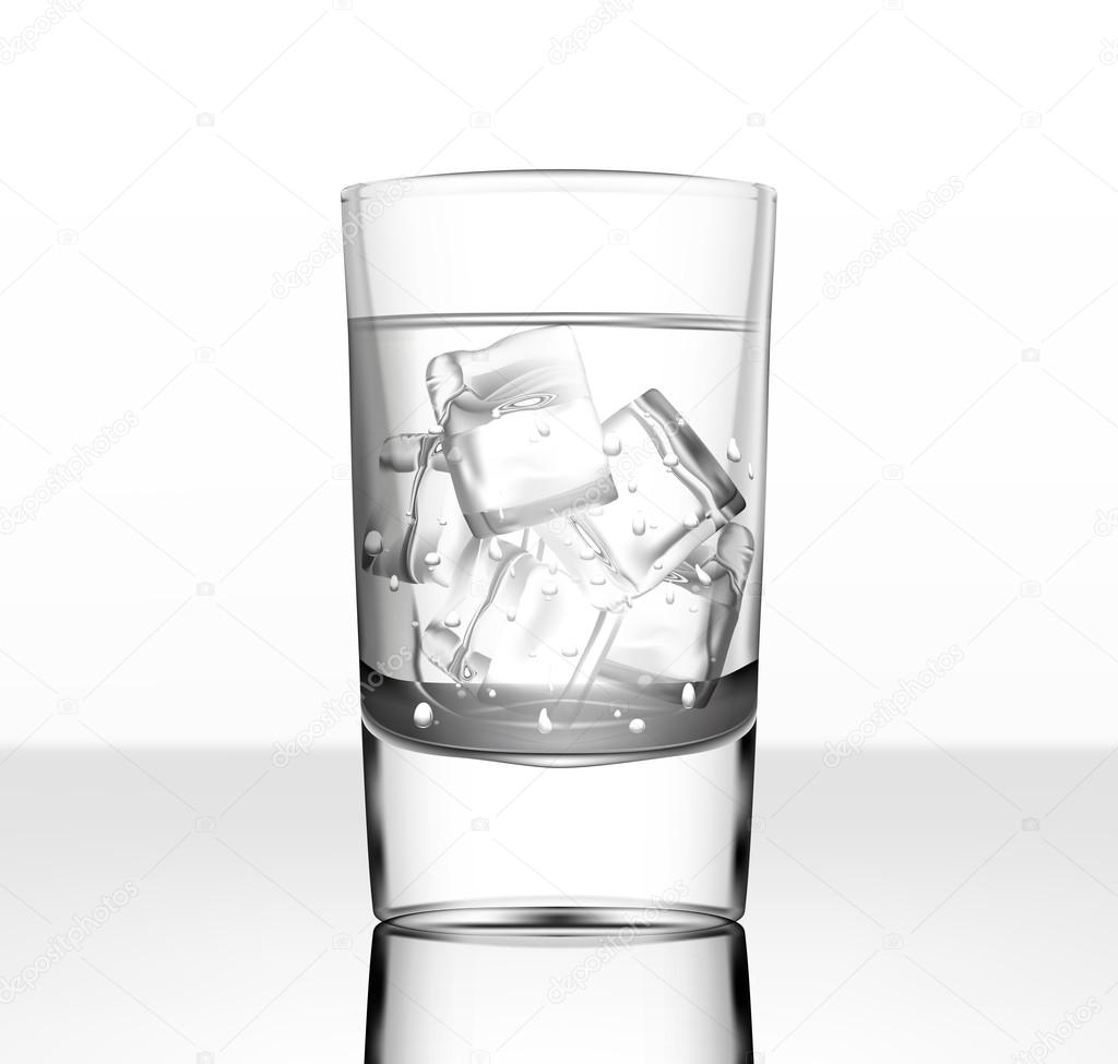 Vector glass of water with ice