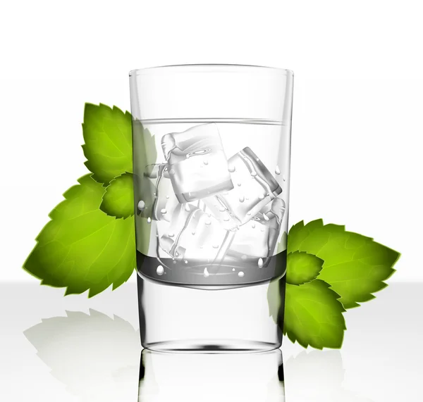 Векторна склянка води з льодом і м'ятою — стоковий вектор