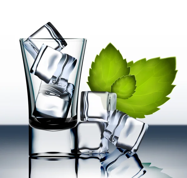 Vektoros shotglass a jég és a menta — Stock Vector