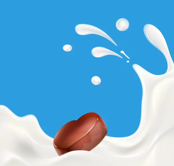Cchocolate snoep in melk — Stockvector