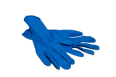 Temizlik için lastik mavi eldivenler, temizlik konsepti