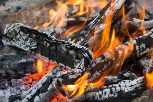 Hořící Dřevěný Oheň Textura Ohně Ohně Uhlíky — Stock fotografie