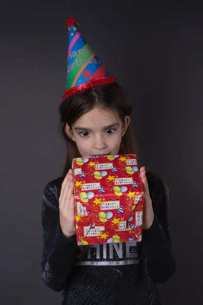 Surprised Girl Birthday Isolated — Stock Photo, Image