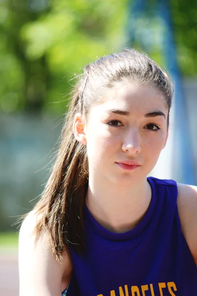 Retrato Menina Jogador Basquete — Fotografia de Stock