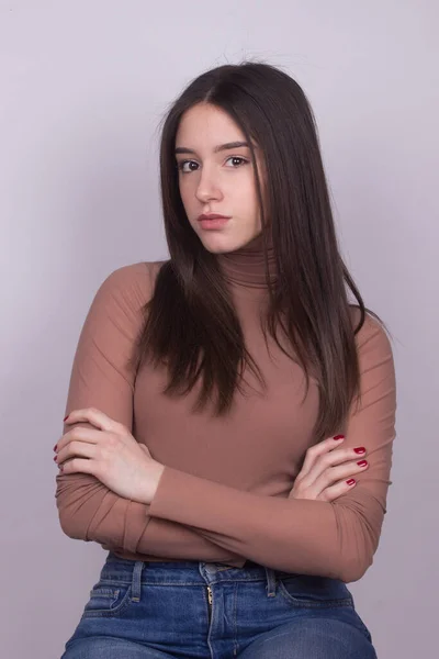 Triste Adolescente Chica Aislado — Foto de Stock