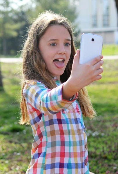 Louco Selfie Criança Diversão — Fotografia de Stock