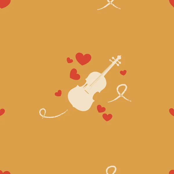 Pattern with hearts and violin — Stock Vector