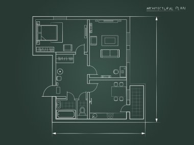 mimari plan. karanlık bir arka plan. Üstten Görünüm