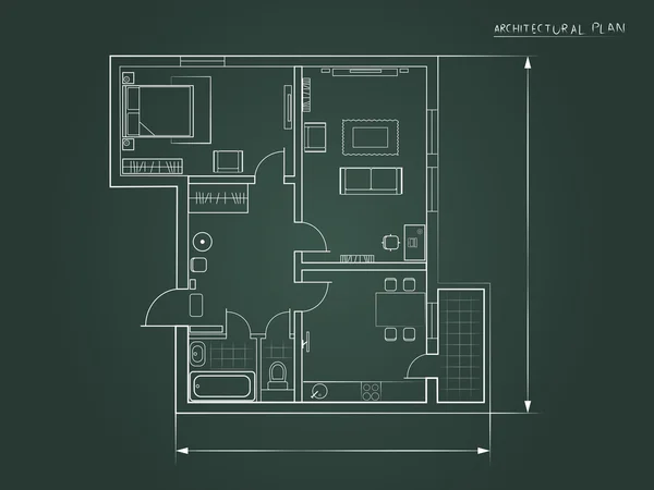 O plano arquitectónico. um fundo escuro. vista superior —  Vetores de Stock