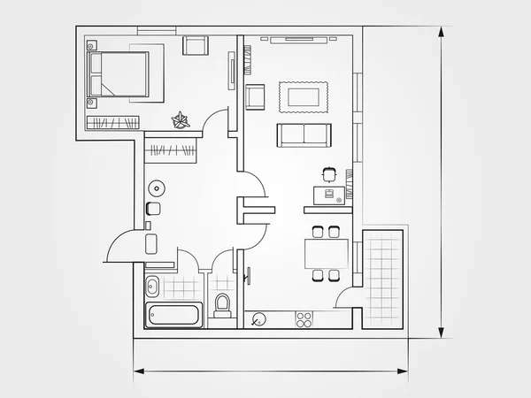 El plano arquitectónico. un fondo brillante. vista superior — Archivo Imágenes Vectoriales