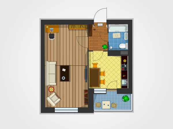 公寓计划的顶视图 — 图库矢量图片