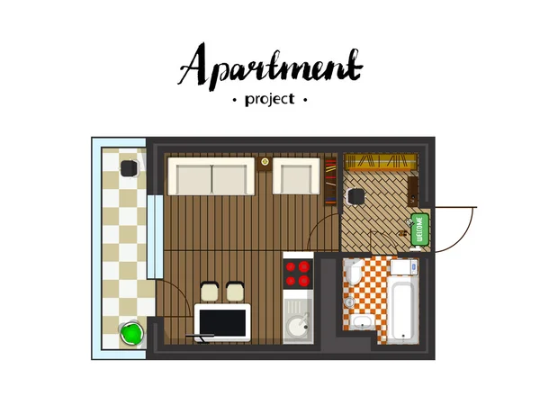 Proyecto de apartamento vista superior — Archivo Imágenes Vectoriales