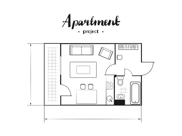 Apartamento projeto vista superior — Vetor de Stock