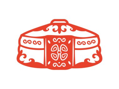 Portatif renkli Moğol yurdu. Süslü.