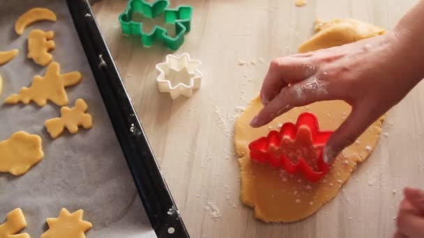 Крупним планом жіночі руки роблять печиво — стокове відео