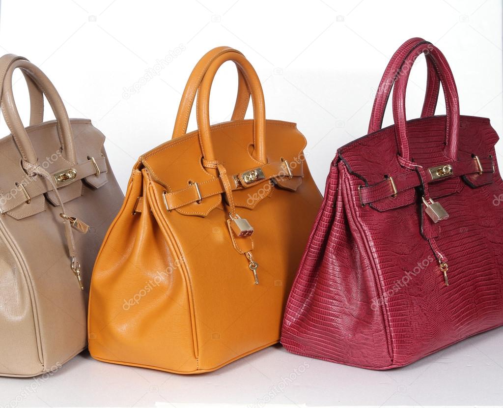Beige yellow and purple genuine leather bags