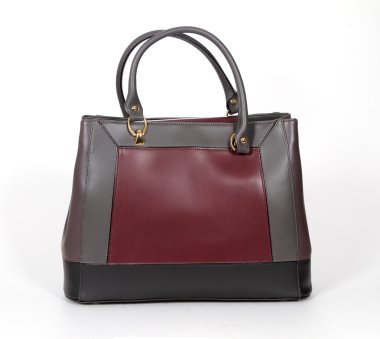 Gri ve mor hakiki deri çanta