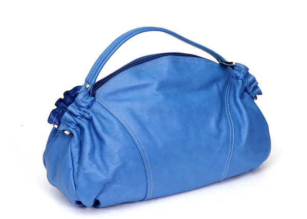 Blue genuine leather bag — Stock Photo, Image