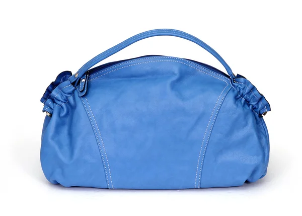 Blue genuine leather bag — Stock Photo, Image