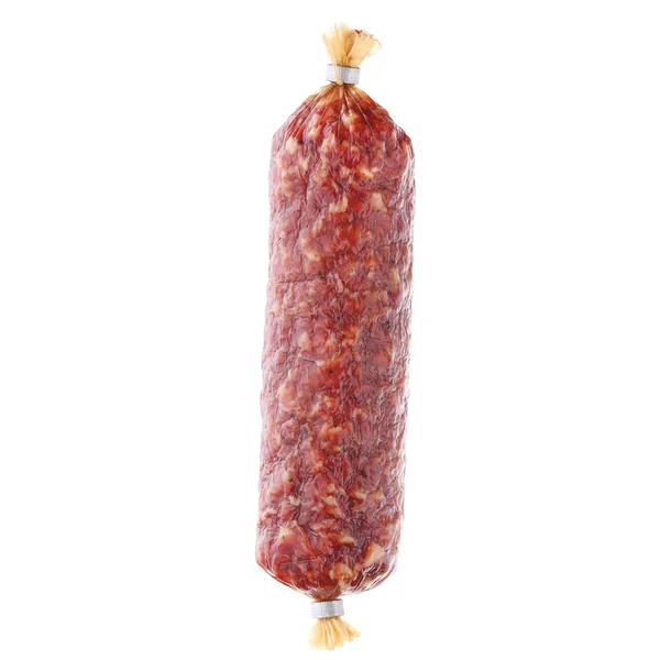 Saucisse fumée, isolée sur blanc Photo De Stock