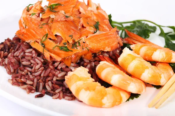 Red rice and shrimp — Stock Photo, Image