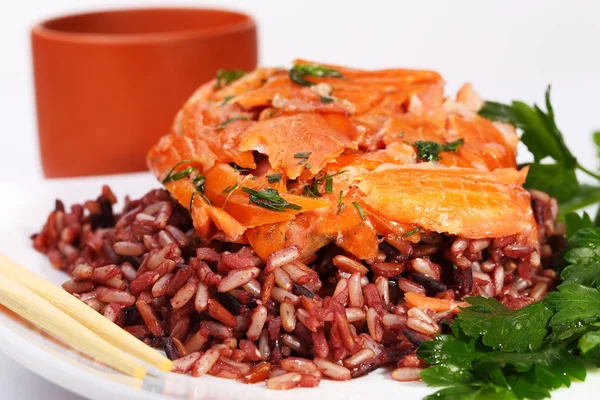 Red rice and shrimp — Stock Photo, Image