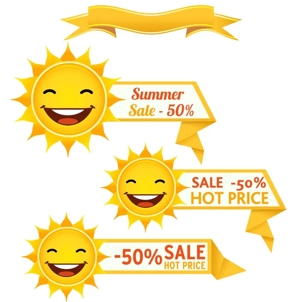 Sun discount tags - Illustration — Stock Vector