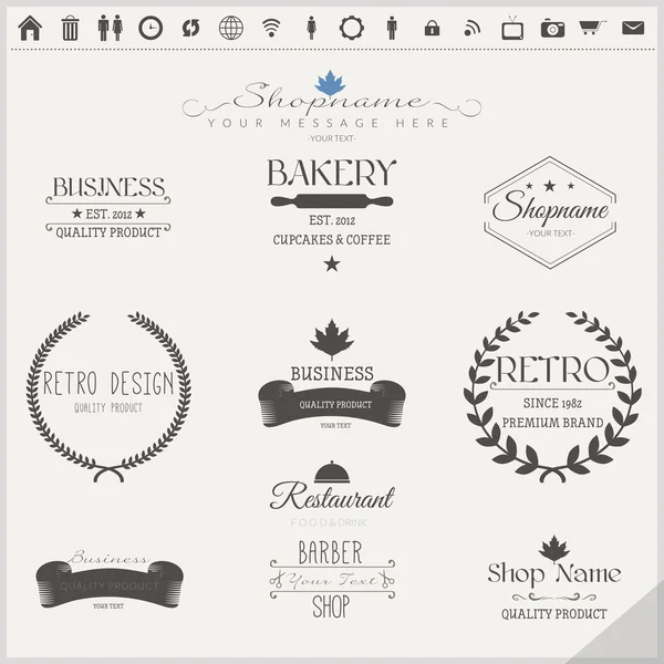 Retro Vintage Insignias or Logotypes Set — Stock Vector