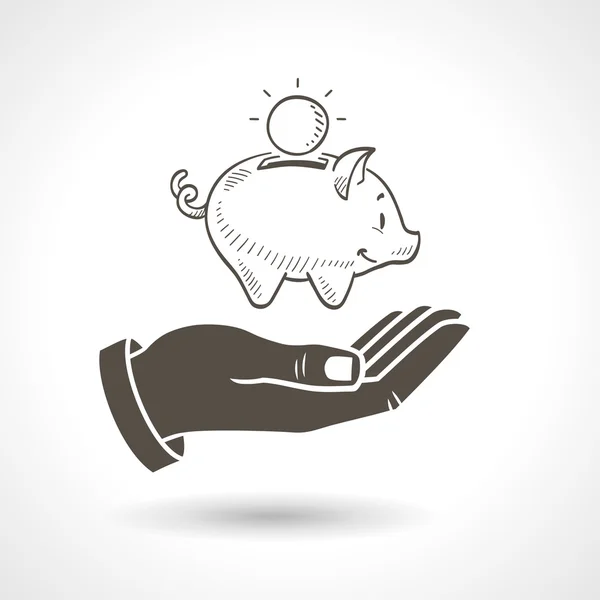 Hand Holding Piggy Bank Vector — Stockvector