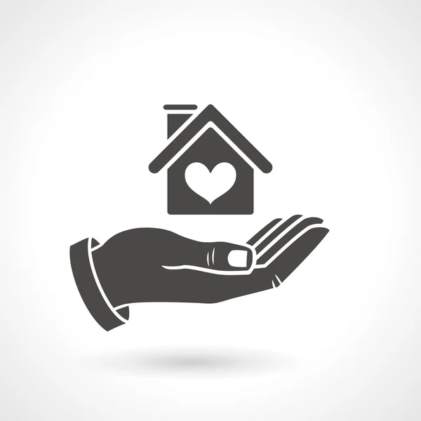 Hand Holding House Symbol — Stock Vector