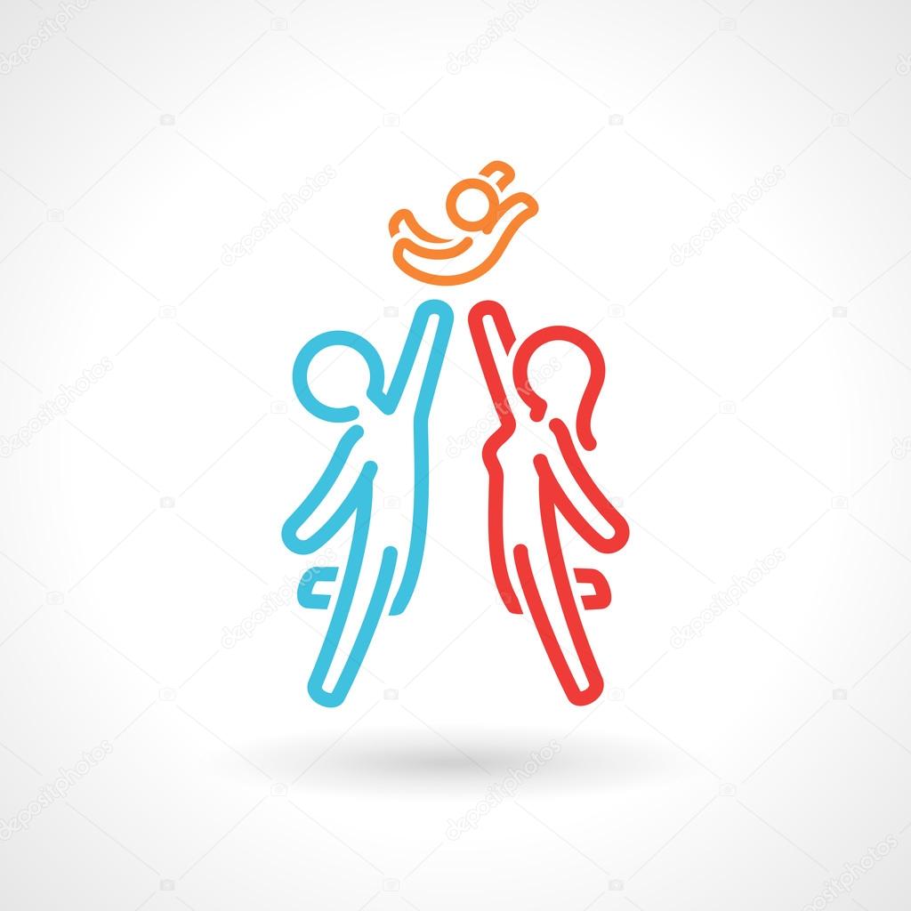 Happy family symbol, vector icon. Stylized simple figures. EPS 10 file.