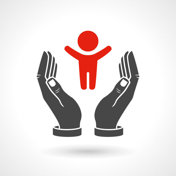 Символ вектора ухода за ребенком, семейная концепция
