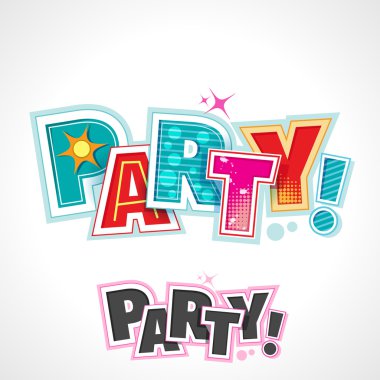 Retro parti metin, vektör davet yazısı