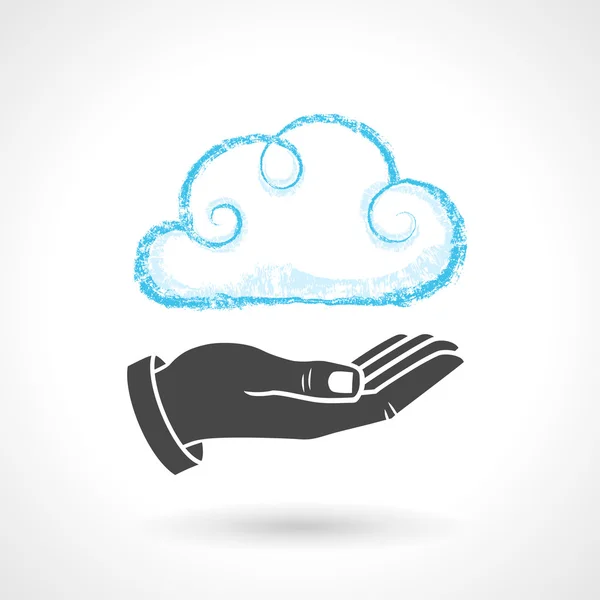 Cloud computing koncept med hand — Stock vektor