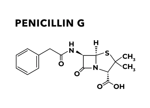 青霉素抗生素药物结构2D化学配方 — 图库矢量图片