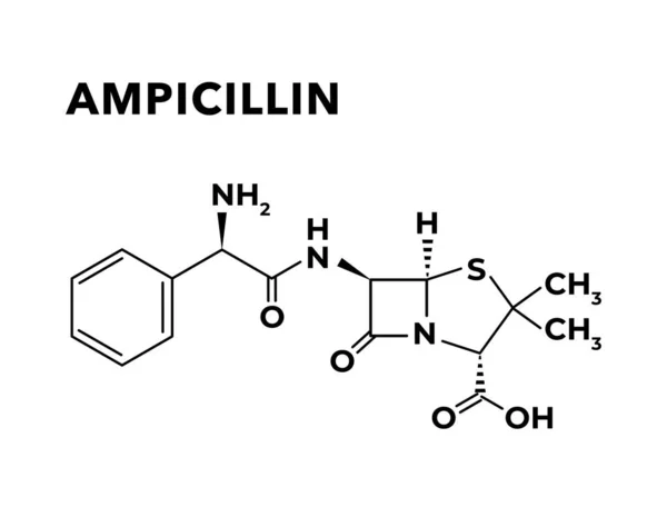 アンピシリン 抗生物質の薬物骨格式 — ストックベクタ