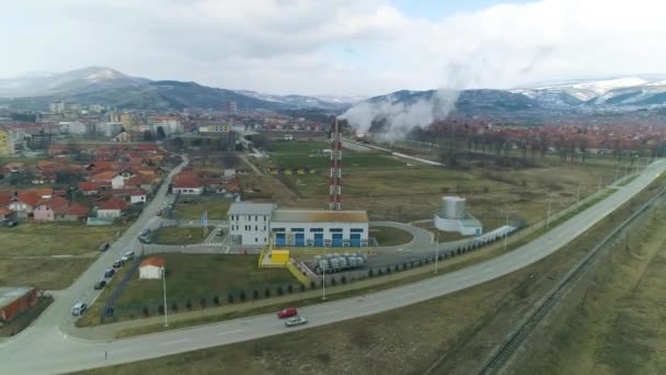 Drone Aereo Sparato Pirot Serbia Vapor Trail Fumo Dal Camino — Video Stock