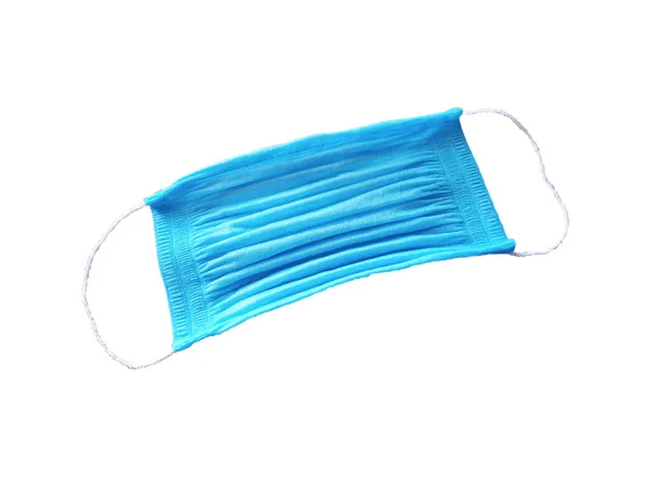 바탕에 푸른색의 의료용 마스크 콘셉트 코로나 바이러스 Covid 위에서 바라본 — 스톡 사진