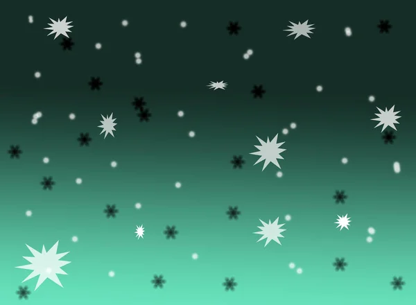 Falling Snowflakes Green Background Winter Concept Background Wallpaper — Stock Photo, Image