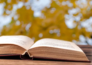 Masa bulanık arkaplanda kitabı aç