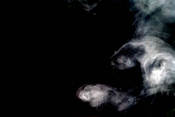 White Smoke Fog Isolated Black Background — Stock Photo, Image