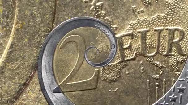 Бесшовная Петля Спиральным Увеличением Монеты Евро — стоковое видео